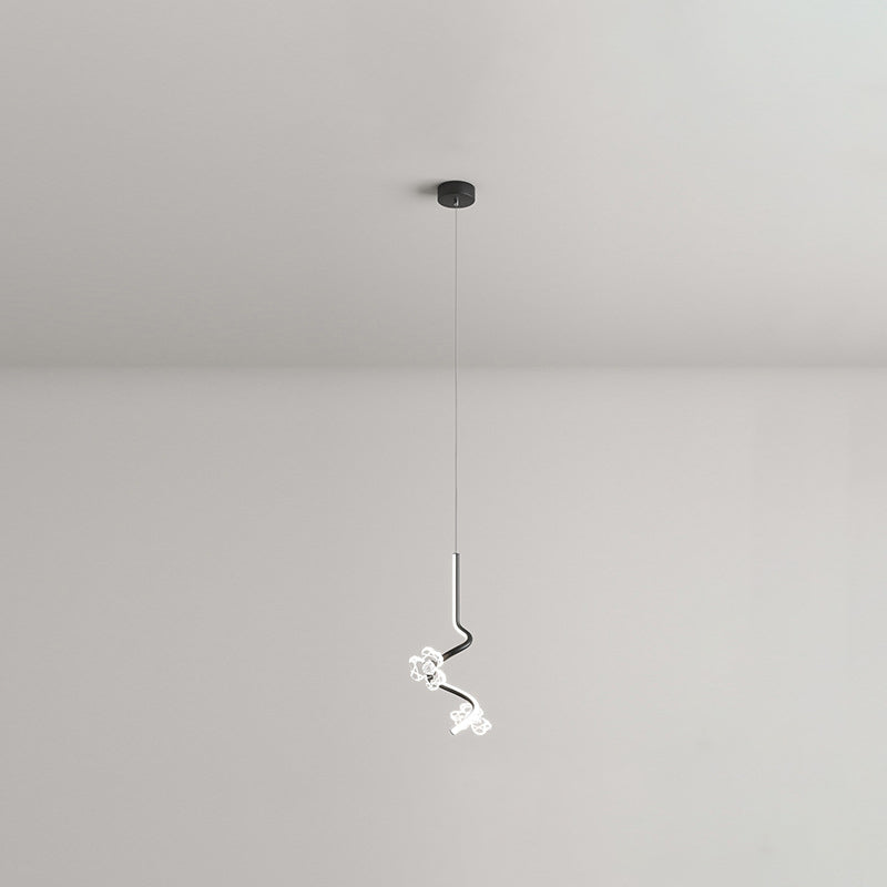 Contemporary Creative Dome Curve Stitching Flowers Iron Aluminum Silicone LED Pendant Light For Bedroom