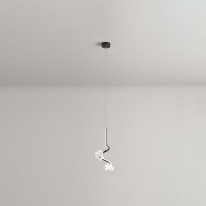 Contemporary Creative Dome Curve Stitching Flowers Iron Aluminum Silicone LED Pendant Light For Bedroom