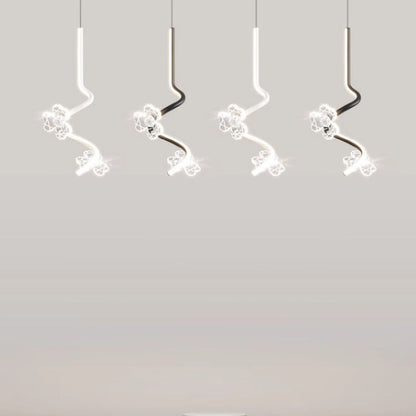 Contemporary Creative Dome Curve Stitching Flowers Iron Aluminum Silicone LED Pendant Light For Bedroom