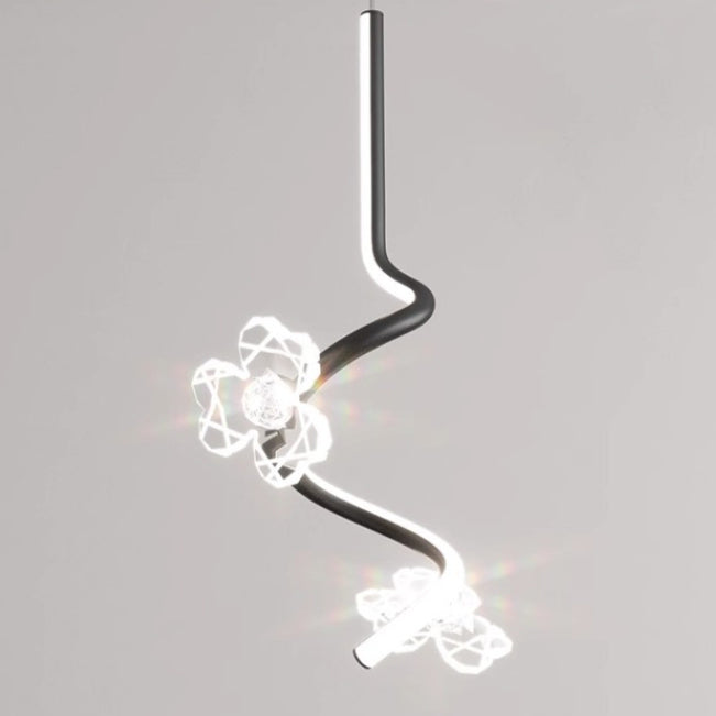 Contemporary Creative Dome Curve Stitching Flowers Iron Aluminum Silicone LED Pendant Light For Bedroom