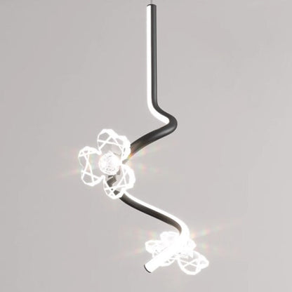 Contemporary Creative Dome Curve Stitching Flowers Iron Aluminum Silicone LED Pendant Light For Bedroom