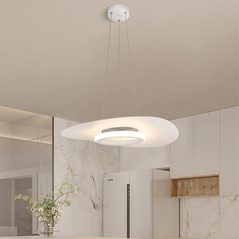 Contemporary Nordic UFO Shape Aluminum Acrylic Lampshade LED Chandeliers For Dining Room