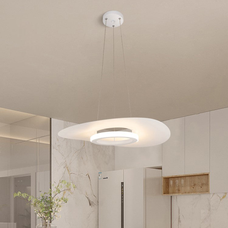 Contemporary Nordic UFO Shape Aluminum Acrylic Lampshade LED Chandeliers For Dining Room