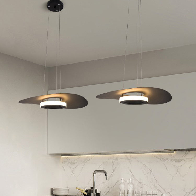 Contemporary Nordic UFO Shape Aluminum Acrylic Lampshade LED Chandeliers For Dining Room