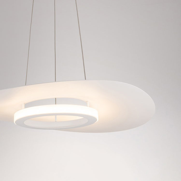 Contemporary Nordic UFO Shape Aluminum Acrylic Lampshade LED Chandeliers For Dining Room