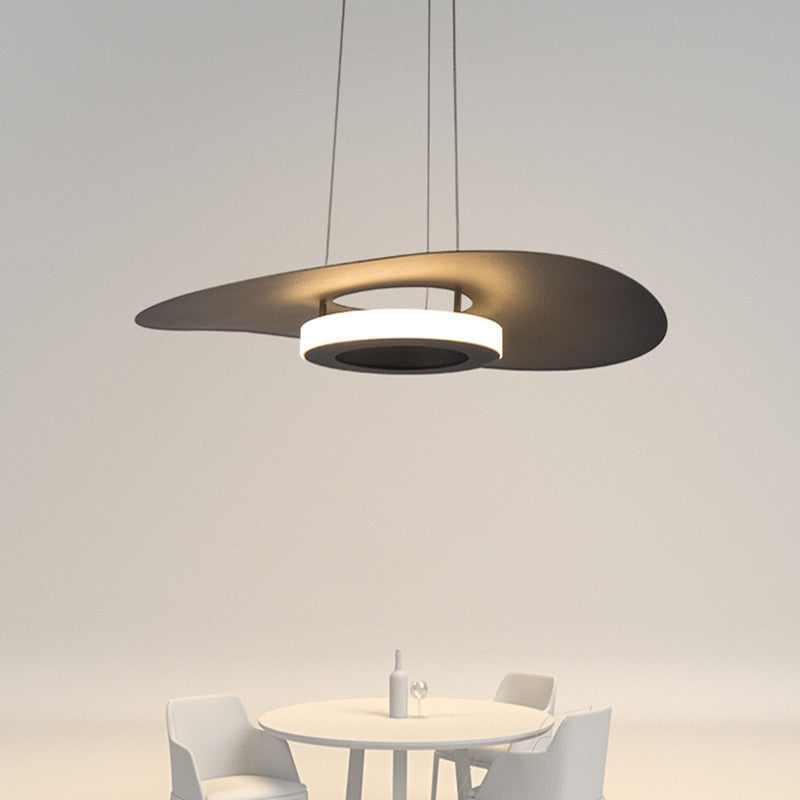 Contemporary Nordic UFO Shape Aluminum Acrylic Lampshade LED Chandeliers For Dining Room
