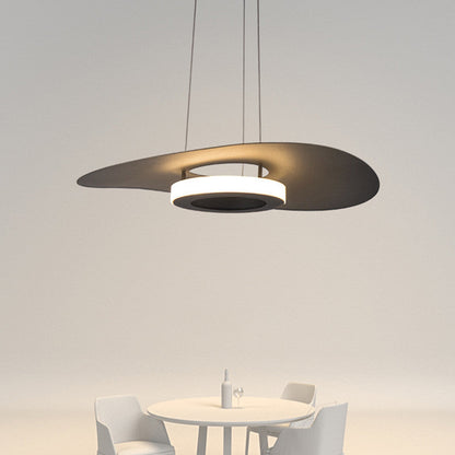 Contemporary Nordic UFO Shape Aluminum Acrylic Lampshade LED Chandeliers For Dining Room