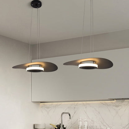 Contemporary Nordic UFO Shape Aluminum Acrylic Lampshade LED Chandeliers For Dining Room