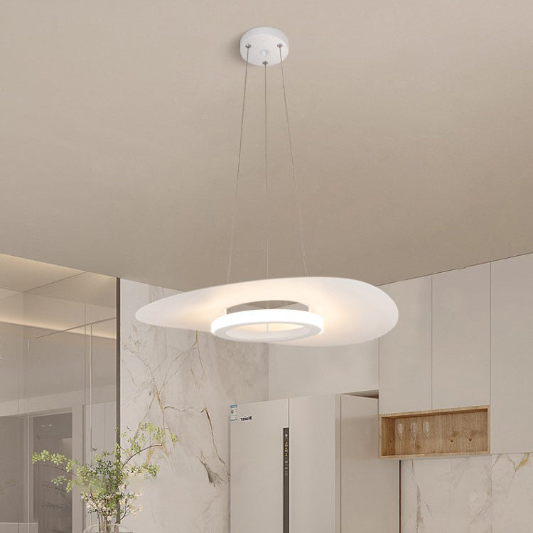 Contemporary Nordic UFO Shape Aluminum Acrylic Lampshade LED Chandeliers For Dining Room