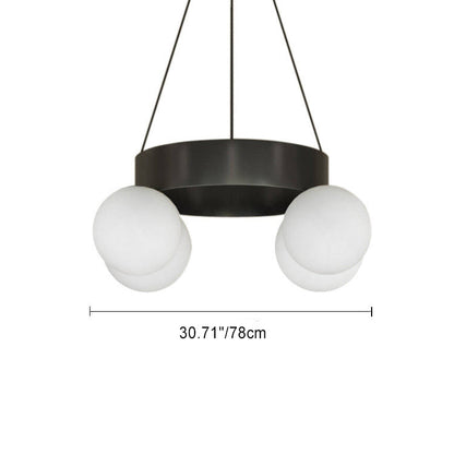 Modern Art Deco Round Orbs Iron Glass Lampshade 4 - Light Chandeliers For Living Room