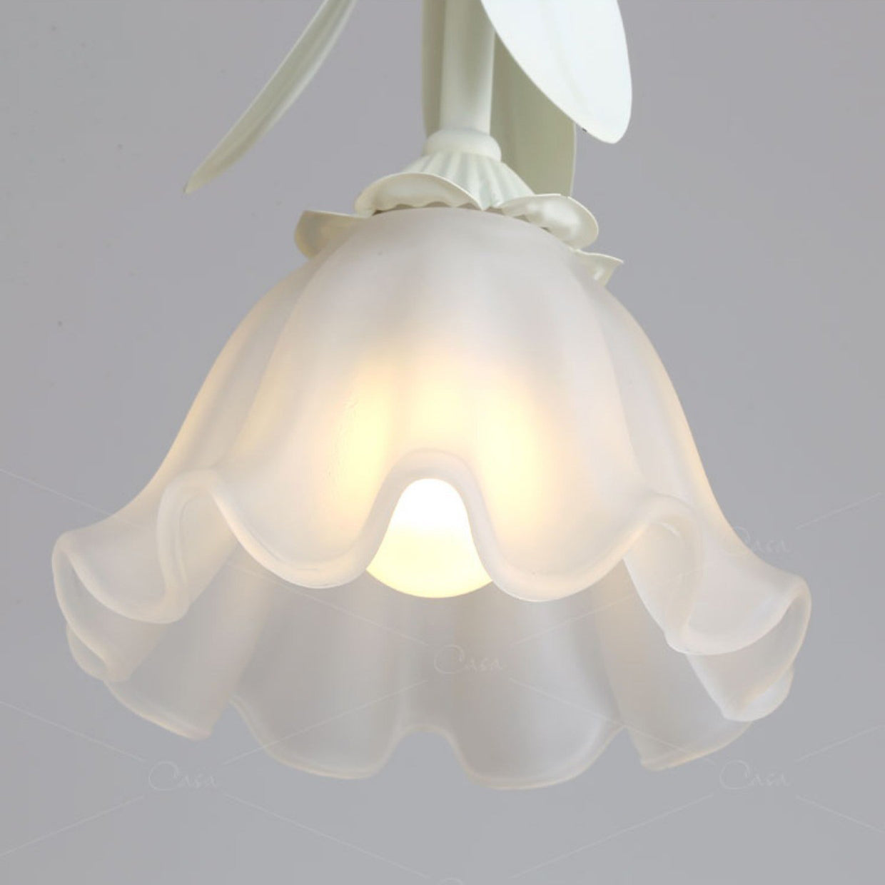 Contemporary Nordic Flowers Iron Glass Lampshade 3 - Light Chandeliers For Dining Room