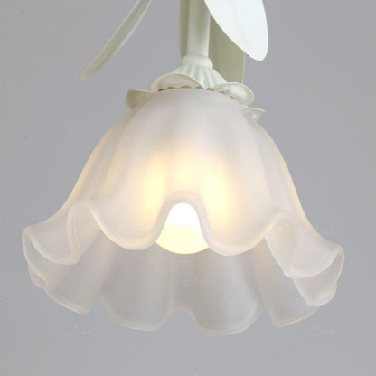 Contemporary Nordic Flowers Iron Glass Lampshade 3 - Light Chandeliers For Dining Room