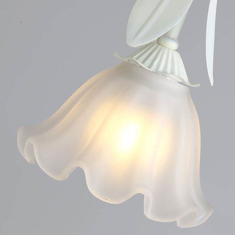 Contemporary Nordic Flowers Iron Glass Lampshade 3 - Light Chandeliers For Dining Room