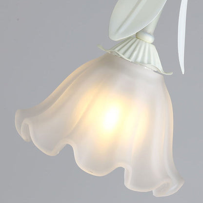 Contemporary Nordic Flowers Iron Glass Lampshade 3 - Light Chandeliers For Dining Room