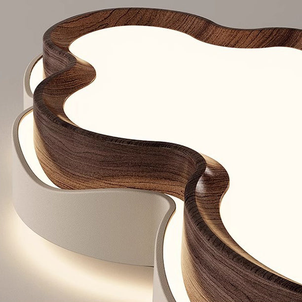 Contemporary Retro Cloud Shape Iron PE Lampshade LED Flush Mount Ceiling Light For Bedroom