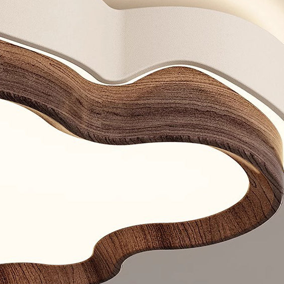 Contemporary Retro Cloud Shape Iron PE Lampshade LED Flush Mount Ceiling Light For Bedroom