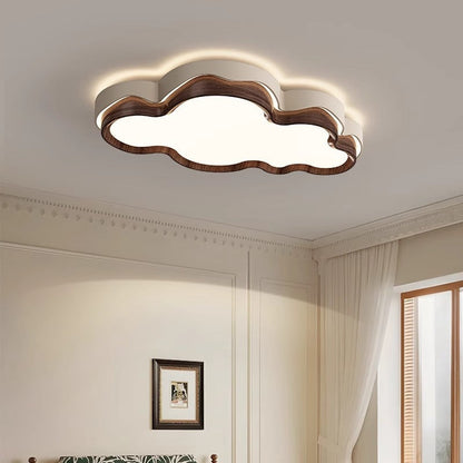 Contemporary Retro Cloud Shape Iron PE Lampshade LED Flush Mount Ceiling Light For Bedroom