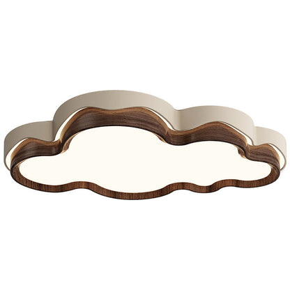 Contemporary Retro Cloud Shape Iron PE Lampshade LED Flush Mount Ceiling Light For Bedroom