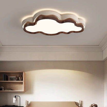 Contemporary Retro Cloud Shape Iron PE Lampshade LED Flush Mount Ceiling Light For Bedroom