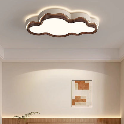 Contemporary Retro Cloud Shape Iron PE Lampshade LED Flush Mount Ceiling Light For Bedroom