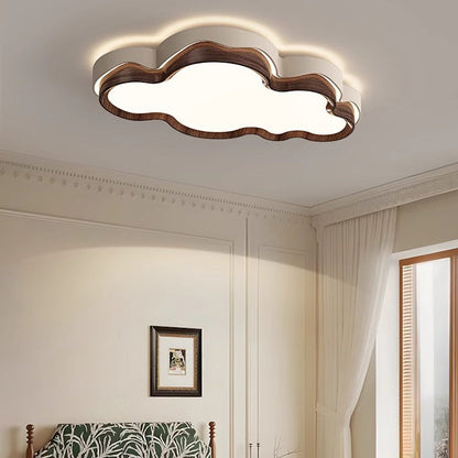 Contemporary Retro Cloud Shape Iron PE Lampshade LED Flush Mount Ceiling Light For Bedroom