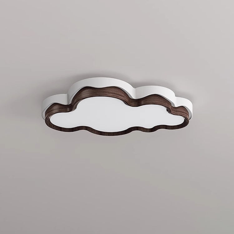 Contemporary Retro Cloud Shape Iron PE Lampshade LED Flush Mount Ceiling Light For Bedroom