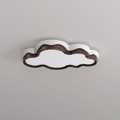 Contemporary Retro Cloud Shape Iron PE Lampshade LED Flush Mount Ceiling Light For Bedroom