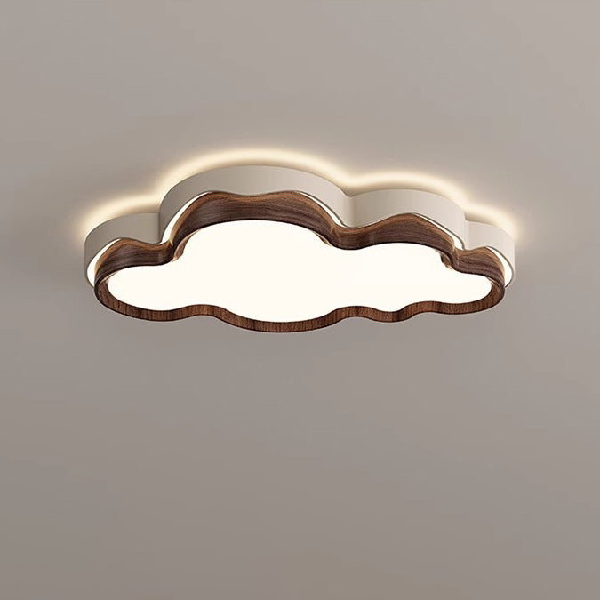Contemporary Retro Cloud Shape Iron PE Lampshade LED Flush Mount Ceiling Light For Bedroom