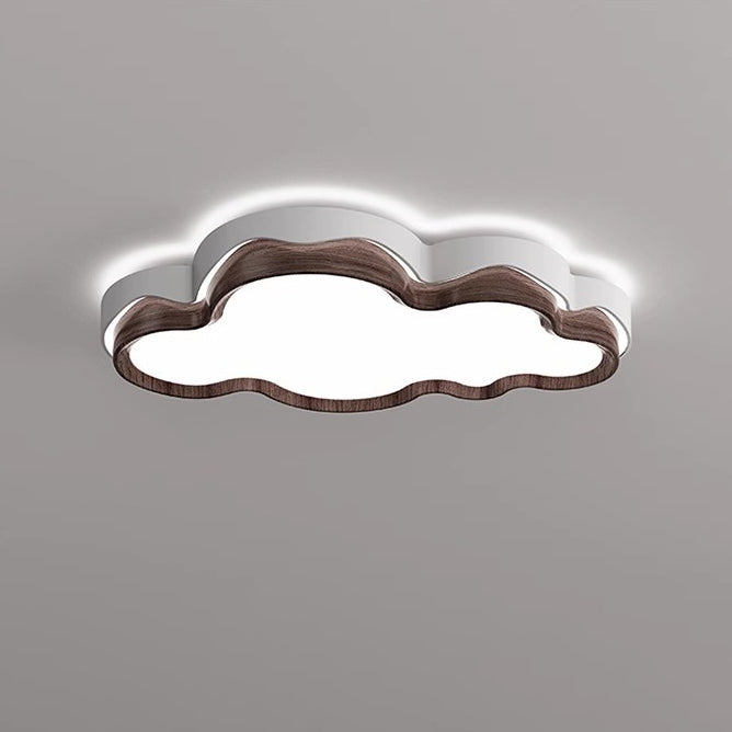 Contemporary Retro Cloud Shape Iron PE Lampshade LED Flush Mount Ceiling Light For Bedroom