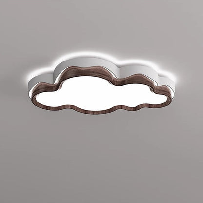 Contemporary Retro Cloud Shape Iron PE Lampshade LED Flush Mount Ceiling Light For Bedroom