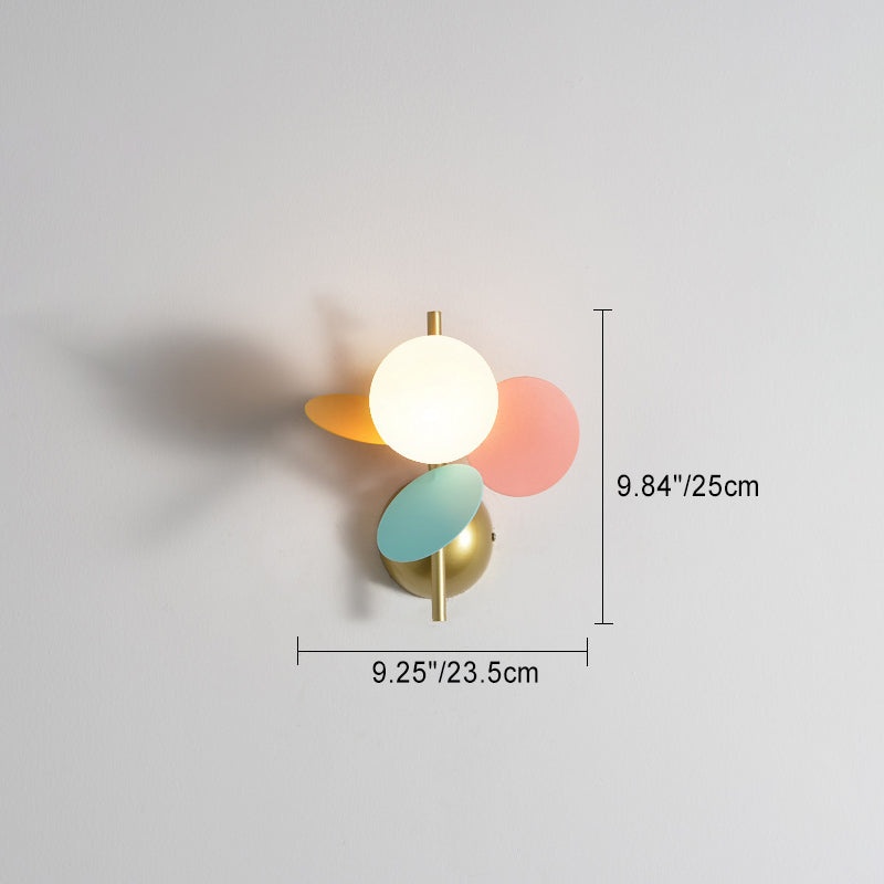 Contemporary Creative Leaves Orbs Glass Lampshade Iron 1/2 - Light Wall Sconce Lamp For Bedroom