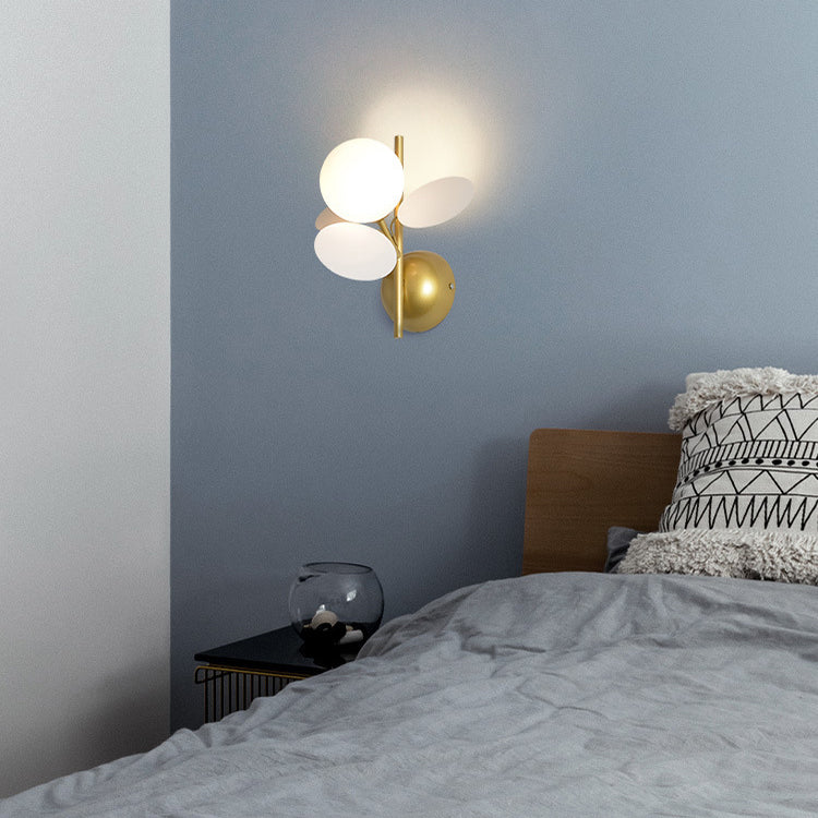 Contemporary Creative Leaves Orbs Glass Lampshade Iron 1/2 - Light Wall Sconce Lamp For Bedroom
