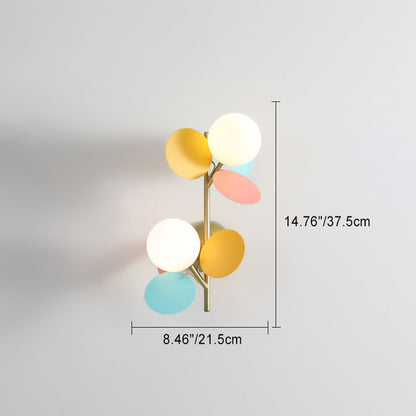 Contemporary Creative Leaves Orbs Glass Lampshade Iron 1/2 - Light Wall Sconce Lamp For Bedroom