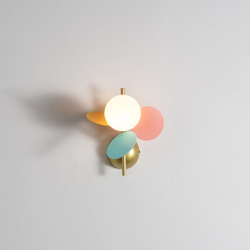 Contemporary Creative Leaves Orbs Glass Lampshade Iron 1/2 - Light Wall Sconce Lamp For Bedroom