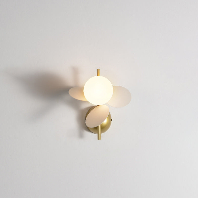 Contemporary Creative Leaves Orbs Glass Lampshade Iron 1/2 - Light Wall Sconce Lamp For Bedroom