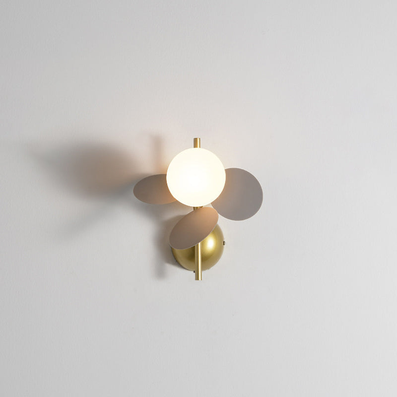 Contemporary Creative Leaves Orbs Glass Lampshade Iron 1/2 - Light Wall Sconce Lamp For Bedroom