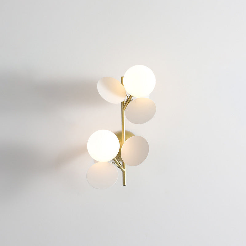 Contemporary Creative Leaves Orbs Glass Lampshade Iron 1/2 - Light Wall Sconce Lamp For Bedroom
