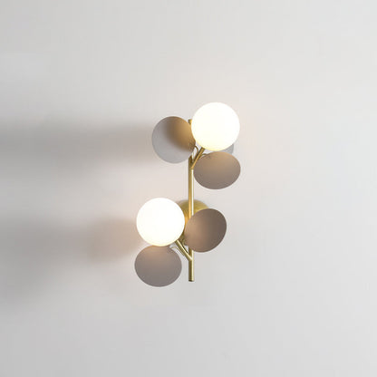 Contemporary Creative Leaves Orbs Glass Lampshade Iron 1/2 - Light Wall Sconce Lamp For Bedroom