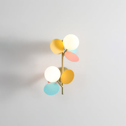 Contemporary Creative Leaves Orbs Glass Lampshade Iron 1/2 - Light Wall Sconce Lamp For Bedroom