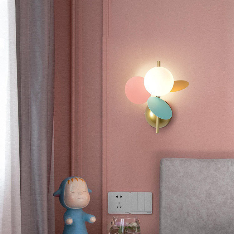 Contemporary Creative Leaves Orbs Glass Lampshade Iron 1/2 - Light Wall Sconce Lamp For Bedroom