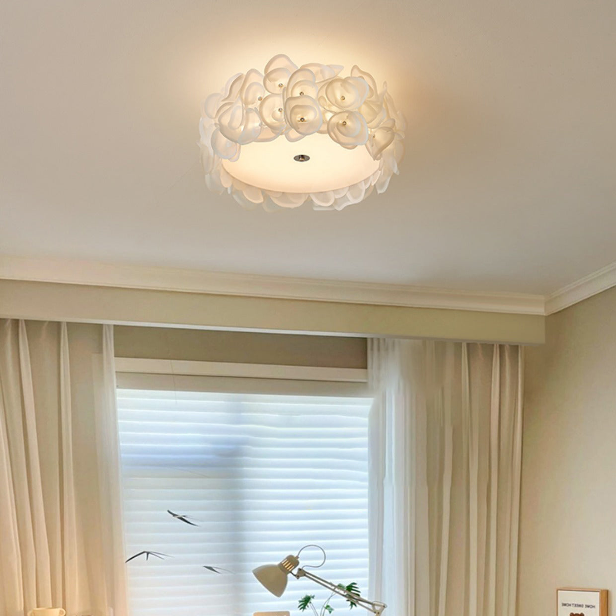 Contemporary Creative Round PVC Flowers Lampshade Iron 4/5/6 - Light Flush Mount Ceiling Light For Bedroom
