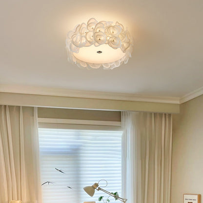 Contemporary Creative Round PVC Flowers Lampshade Iron 4/5/6 - Light Flush Mount Ceiling Light For Bedroom
