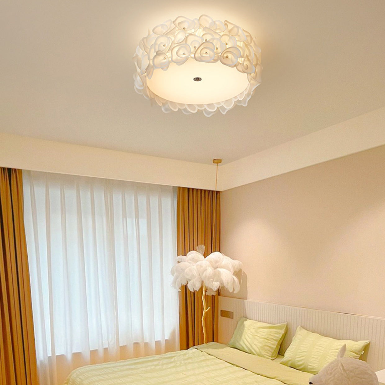 Contemporary Creative Round PVC Flowers Lampshade Iron 4/5/6 - Light Flush Mount Ceiling Light For Bedroom