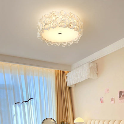 Contemporary Creative Round PVC Flowers Lampshade Iron 4/5/6 - Light Flush Mount Ceiling Light For Bedroom
