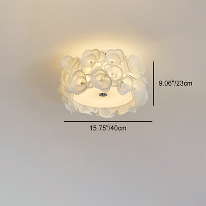 Contemporary Creative Round PVC Flowers Lampshade Iron 4/5/6 - Light Flush Mount Ceiling Light For Bedroom