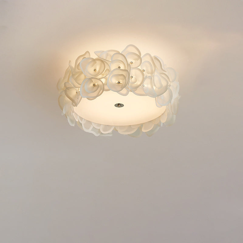 Contemporary Creative Round PVC Flowers Lampshade Iron 4/5/6 - Light Flush Mount Ceiling Light For Bedroom