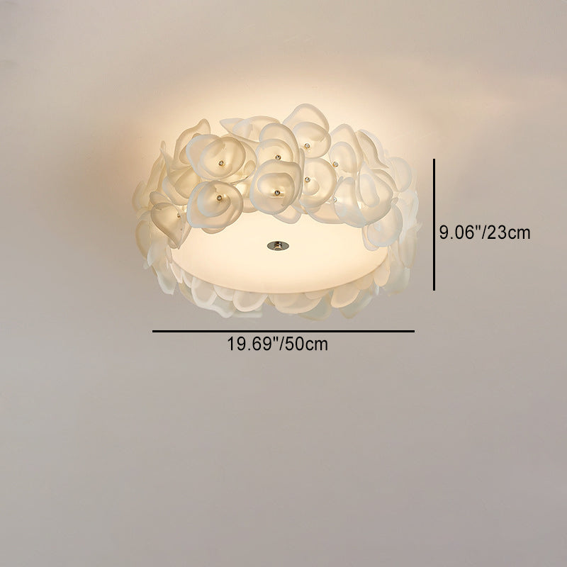 Contemporary Creative Round PVC Flowers Lampshade Iron 4/5/6 - Light Flush Mount Ceiling Light For Bedroom
