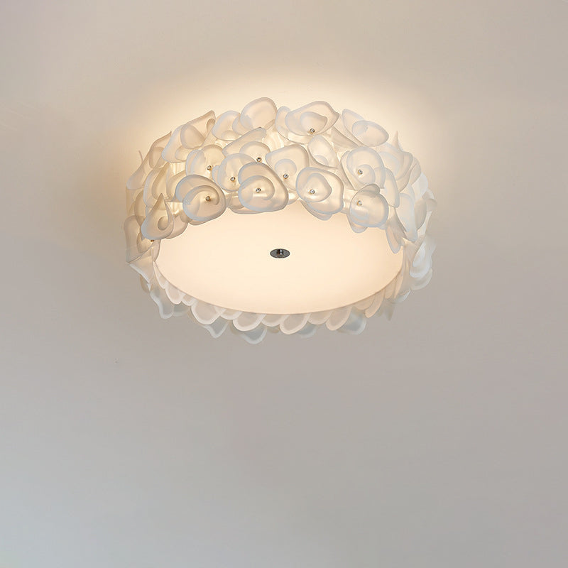 Contemporary Creative Round PVC Flowers Lampshade Iron 4/5/6 - Light Flush Mount Ceiling Light For Bedroom