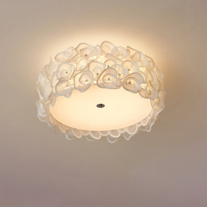 Contemporary Creative Round PVC Flowers Lampshade Iron 4/5/6 - Light Flush Mount Ceiling Light For Bedroom