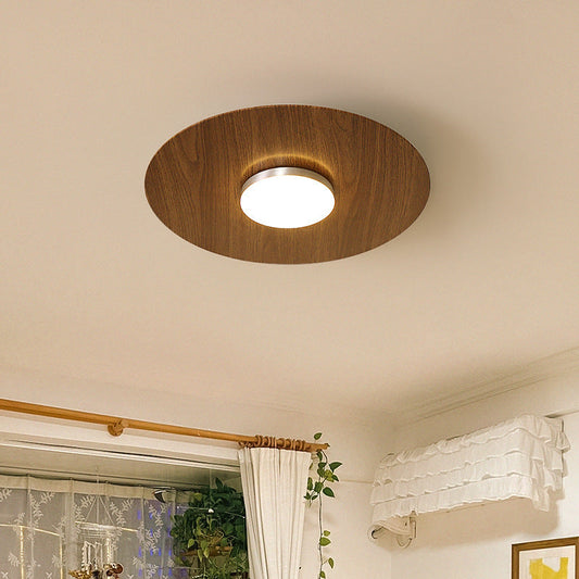 Contemporary Retro Round Disc Iron Acrylic Lampshade LED Flush Mount Ceiling Light For Bedroom